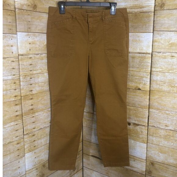 OLD NAVY HIGH RISE CHINO UTILITY CHINO ANKLE PANTS IN OCHERA TO YOU SIZE 12 - Picture 1 of 2